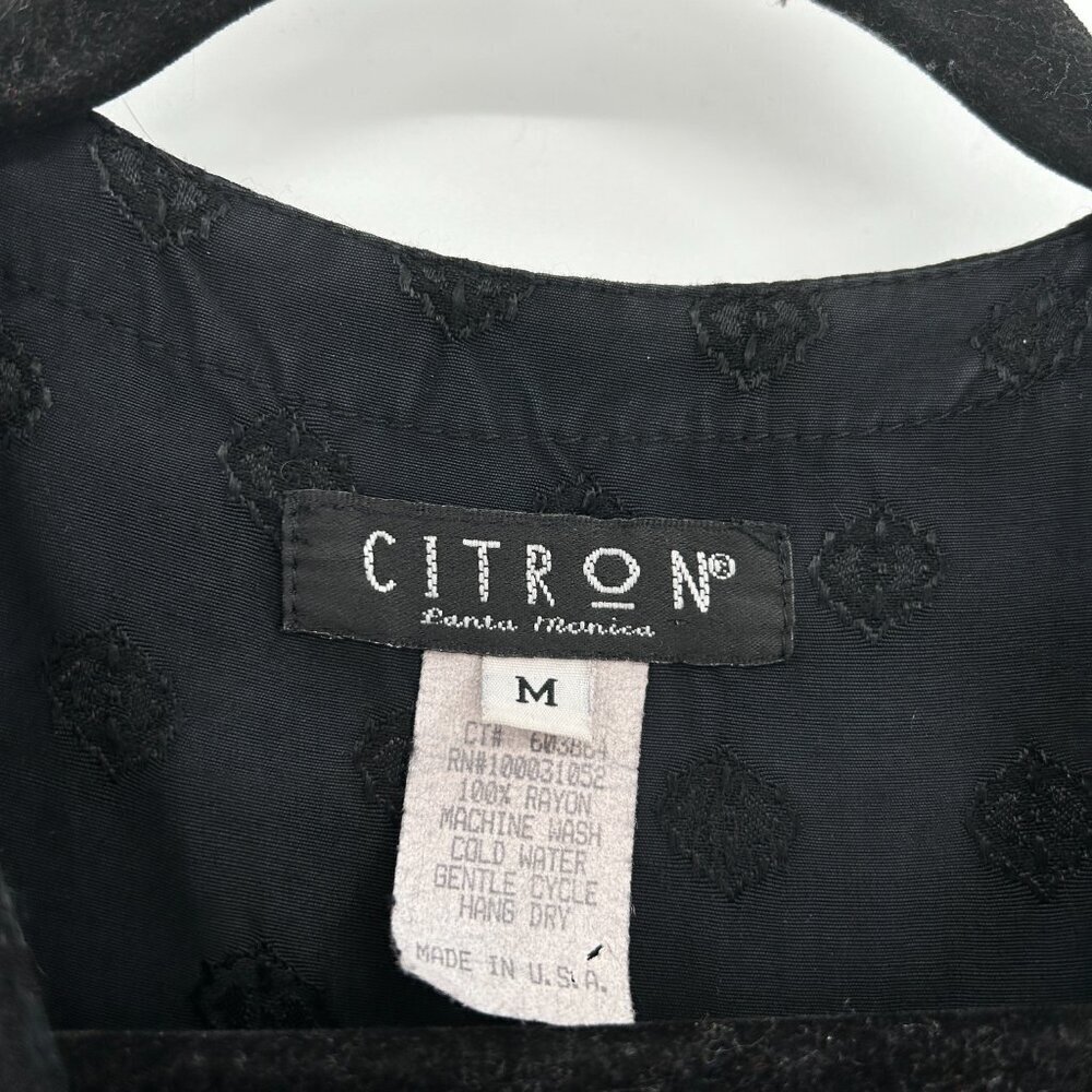 CITRON Women's Black Jacquard Button Up Lightweight Vest Blouse Top Size Medium - Picture 6 of 7
